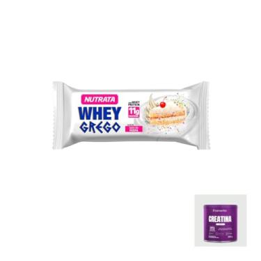Imagem de Kit Whey Grego Bar Bolo de Festa + Creatina 100% Pura 300g Sanavita
