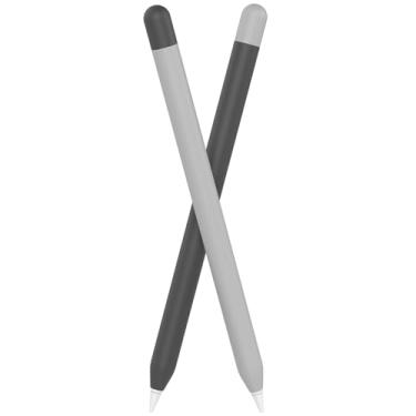 Imagem de FAFALITHIC Pacote com 2 capas de silicone compatíveis com Apple Pencil 1ª geração capa protetora com aderência confortável (preto + cinza)