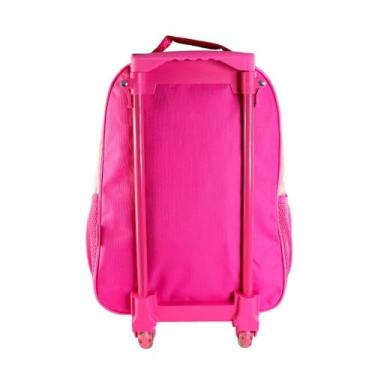 Imagem de Kit Mochila de Rodinha Princesas com Lancheira Térmica e Estojo, 3 Peças, Rosa, Poliéster, 15 Litros, 41x31x12cm