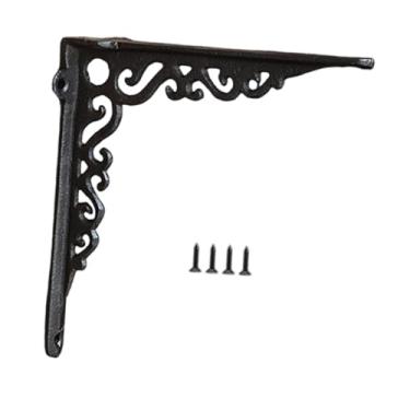Imagem de Baoblaze Suporte de prateleira decorativo para parede com parafusos, em ferro fundido preto, para cantos, Style B