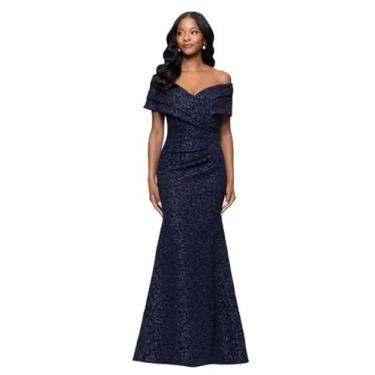 Imagem de Betsy & Adam Vestido feminino tomara que caia comprimento até o chão (pequeno), Azul-marinho/azul-marinho, 46