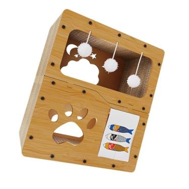 Imagem de Ioensy Arranhador para gatos, almofada de arranhar, brinquedo para descansar e dormir, casa ondulada para gatos, caverna para animais de estimação, presente, com Cortina de Porta