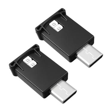 Imagem de HQRNYP 2 peças de luz ambiente de LED USB tipo C, luz USB para carro, 8 cores RGB gradiente dinâmico, brilho interior, lâmpada noturna de LED ajustável automaticamente para decoração de casa de carro