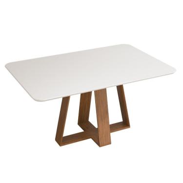Imagem de Mesa De Jantar Tampo Retangular Chanfrado Curvo ângulo 30 Mad/vid 160 X 90cm Kiara Freijó Off White- Mabe Magazine