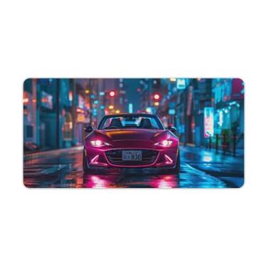 Imagem de FoRes JDM Car Mx5 On The Street at Night in Japan Tapete de mouse grande para jogos, base de borracha, antiderrapante, para laptop, acessórios de computador, suprimentos, bloco de escrita para