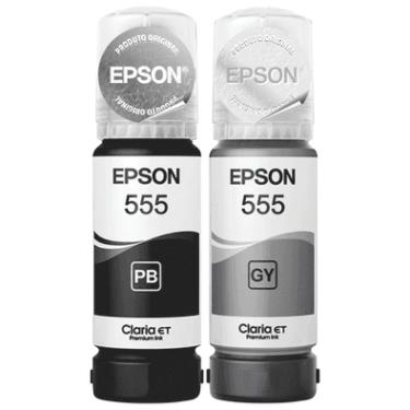 Imagem de Kit 2 Tintas T555 Fotográfica, Preta + Cinza - Epson L8180, L8160