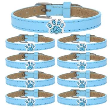 Imagem de Dreuyet 9 pulseiras de couro com estampa de pata para mulheres e homens, pulseira fofa com glitter, espiritual, semana, pulseira ajustável de poliuretano para dia de jogo, aniversário, Natal, joia