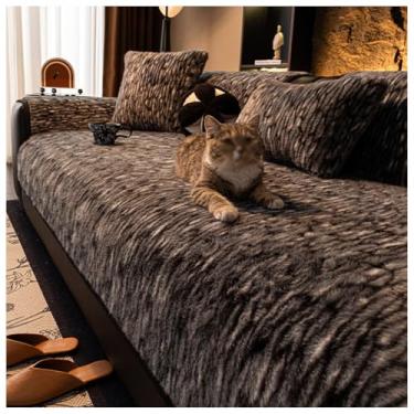 Imagem de SPXMQSS Capas de sofá para sofá, capa de pelúcia universal antiderrapante em forma de L, protetor de sofá grosso C 110 x 110 cm