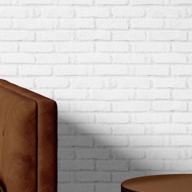Imagem de Papel de Parede Adesivo Lavável Estilo Tijolinho Branco 10 Metros - PA