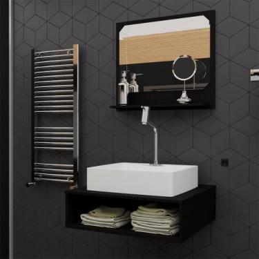 Imagem de Gabinete Para Banheiro C/Cuba + Espelho Ful Ed. 50 Preto S/C - GABINET