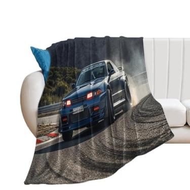 Imagem de HouLaiZhe Cobertor super macio de flanela JDM R32 Drift Motion Cool Lightweight Cooling Blankets para sofá-cama, cadeira, sofá, carro, viagem ao ar livre, leve, quente, 101,6 cm x 152,4 cm