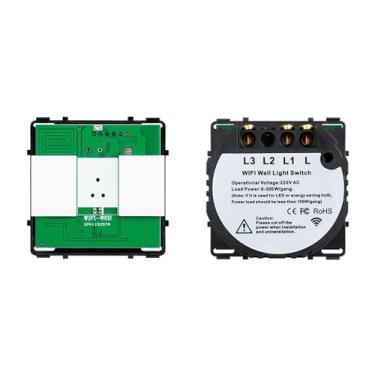 Imagem de Módulos DIY Combinação Livre 2 3 4 5 6 7 8 Interruptor Inteligente Touch On/Off Vidro Preto 157 mm Tomada Painel (2G WiFi Single Fire)