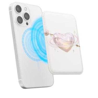 Imagem de Suporte de cartão magnético para iPhone, capa fina de couro PU, capa traseira para cartão, acessório de telefone fofo