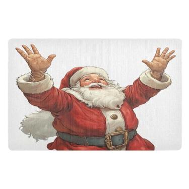 Imagem de STAYTOP Tapete de porta de Papai Noel para entrada externa 81 x 50 cm, tapete de boas-vindas ao ar livre/interno, tapetes de banho fofos, capacho frontal antiderrapante para entrada, pátio, áreas de