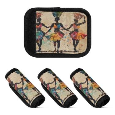 Imagem de Qilmy American Tribal Dance Bagagem Handle Wrap Pacote com 4 Identificadores de Bagagem Identificadores de Bagagem Conforto Pegas Capa para Carrinho de Viagem Bolsa Mala Avião Acessórios de Viagem 486