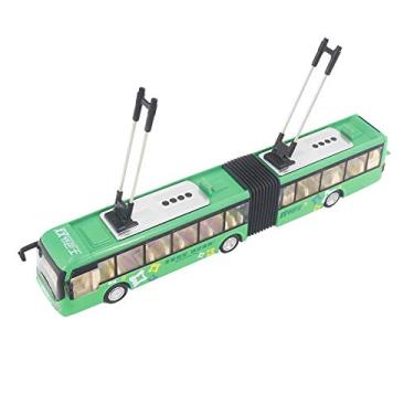 Imagem de Zerodis Ônibus Articulado de Brinquedo de Metal Fundido, Escala 1:48, Com Luzes e Música, Veículo Modelo de Tráfego, Veículo de Brinquedo (Verde)