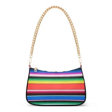 Imagem de CEBUGI Bolsas transversais femininas bolsa de ombro com estampa mexicana vibrante bolsa clutch elegante com alça de corrente