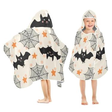 Imagem de Burbuja Bats Webs Toalha de banho com capuz para crianças, toalha de praia de pelúcia macia absorvente para meninas e meninos 3-10 anos, 61 x 127 cm