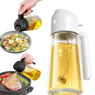 Imagem de Pulverizador de azeite de oliva 2 em 1 – Garrafa spray de utensílios de cozinha com controle de porção para churrasco de fritar salada (470 ml)