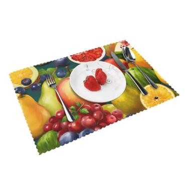 Imagem de Jogo americano de mesa de jantar requintado com estampa de comida saudável, tapetes laváveis antiderrapantes para cozinha, decoração de casa