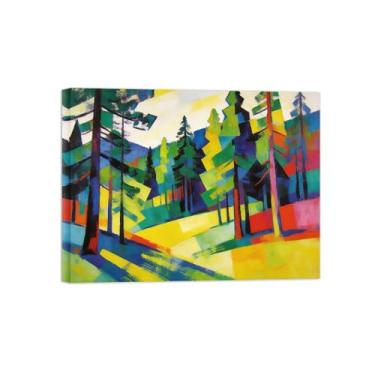 Imagem de Pintura abstrata de parede - árvore da floresta - decoração moderna - impressões em tela para sala de estar pronta para pendurar tela emoldurada 30x40cm12x16in