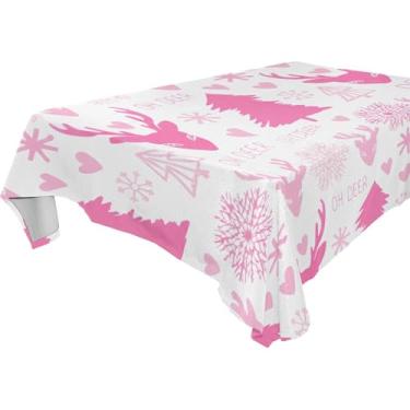 Imagem de Burbuja Toalha de mesa de cervo de árvore de inverno, toalha de mesa retangular, anti-rugas, grossa para decoração de jantar, cozinha, festa, 152 x 274 cm