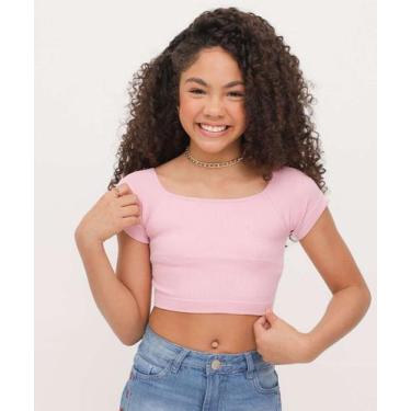 Imagem de Blusa Juvenil Cropped Sem Costura Marisa Tam 10 a 16 R-86000, Rosa, 12