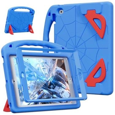 Imagem de LKOOZO Capa infantil para iPad 9ª/8ª/7ª geração (iPad 10,2 polegadas 2021/2020/2019), capa à prova de choque com protetor de tela (azul)