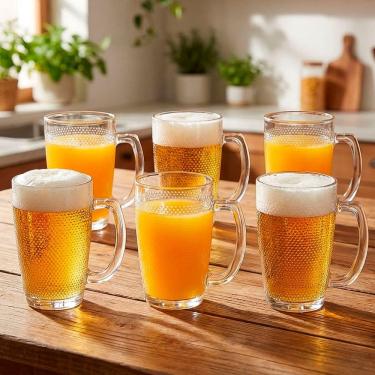 Imagem de Jogo Copos De Vidro Canecas Chopp De 316ml Conjunto Kit 6pçs