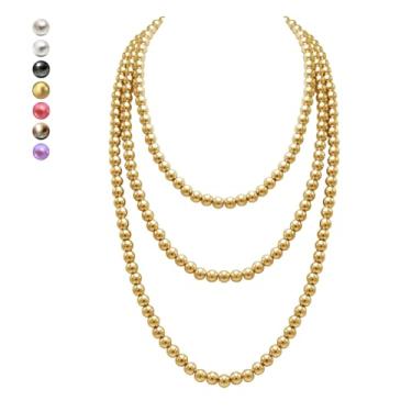 Imagem de richhut Colar feminino de pérolas longas - pérolas cultivadas naturais - pérolas luxuosas de fio de 8 mm - elegância atemporal dos anos 1920 - ótimo para esposas, namoradas, irmãs e melhores amigas