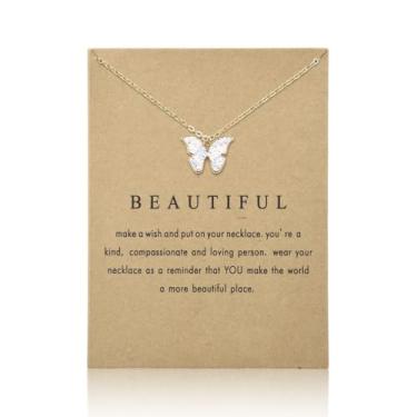 Imagem de Sisadodo Presentes de aniversário de Natal para mulheres, meninas, colares com pingente de borboleta para amigas, filhas e netas, Small, Metal, Sem Pedra Preciosa