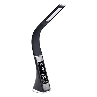 Imagem de Lâmpada de Mesa LED Multifuncional para Cuidado com os Olhos Função Calendário Termômetro e Despertador Ajustável Dimmab