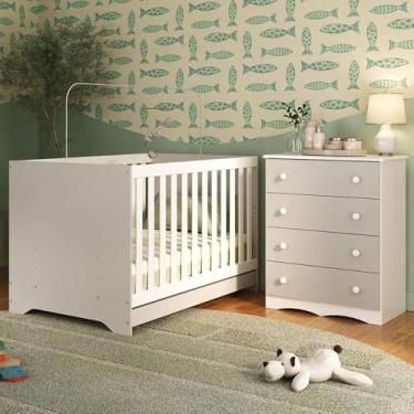 Imagem de Berço Americano 3 em 1 com Cômoda 4 Gavetas Realeza Multimóveis Mp4689 Branco/off White