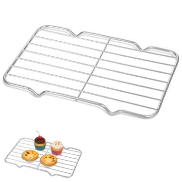 Imagem de LXUEJIE Rack de arame para cozinhar, rack de arame de aço inoxidável 14 x 21 cm grade de arame resistente grades de forno grades retangulares para assar resfriamento a vapor fácil de limpar