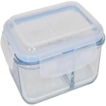 Imagem de Recipiente para alimentos retangular hermetico, com divisoria de vidro, grande, util, versatil, 1520ml, excelente.