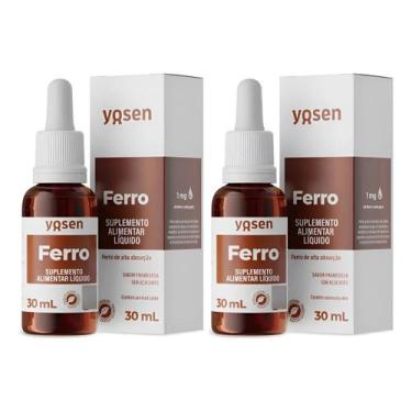 Imagem de kit 2 Ferro Ydrosolv Líquido Yosen Em Gotas 30ml Sabor Framboesa