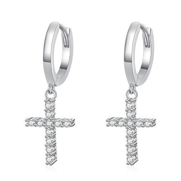 Imagem de Brincos femininos de prata esterlina s925 Moissanite de diamante completo brincos cruzados com toque premium brincos de moissanite para presente, médio, prata, moissanite, Medium, Prata, Moissanita
