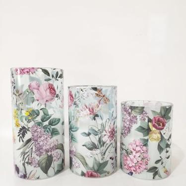Imagem de Silverstro Velas florais sem chama com temporizador remoto, velas de vidro LED rosa e lilás, operadas por bateria para festa em casa, casamento, Natal, primavera, dia dos namorados, conjunto de 3