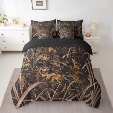 Imagem de Conjunto de cama de 7 peças, cama botânica infantil casal em uma bolsa, conjunto de cama de folha inclui edredom, conjunto de lençol, fronhas e fronhas, respirável, macio, tema de natureza, decoração