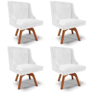 Imagem de Kit 04 Cadeiras de Jantar Liz Corano Branco Base Giratória Madeira MM3