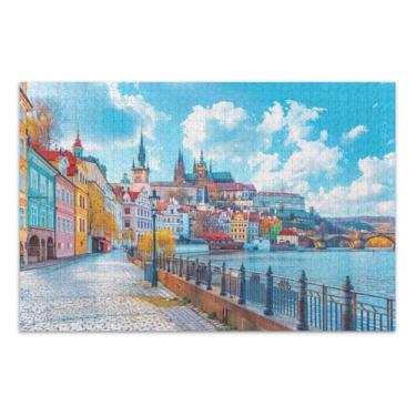 Imagem de Quebra-cabeça de paisagem da República Tcheca com 1000 peças, quebra-cabeças para adultos com letras na parte de trás