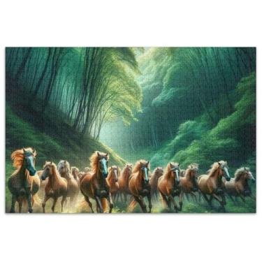 Imagem de Quebra-cabeça de cavalos correndo animais adultos 500 peças arte de brinquedo para a família Prime Puzzles presentes de tecnologia de jogo