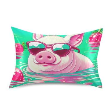 Imagem de Pink Pig Water Morango Cetim Fronhas Cool Padrão Queen King Size Travesseiros Animal para Pele de Acne Tamanho Padrão 66.0 cm x 50.8 cm