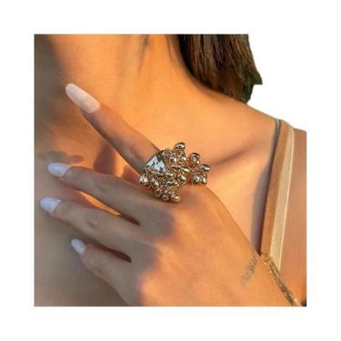 Imagem de Anel Aberto De Pedras Naturais Coloridas Para Mulheres, Anéis Largos V