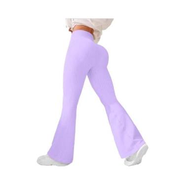 Imagem de Calças Flare Sem Costura De Cintura Alta Para Mulheres, Elásticas, Com