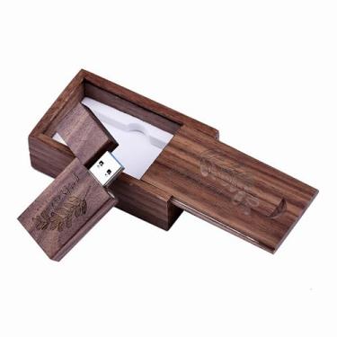 Imagem de Unidade USB de madeira gravada personalizada, pen drive de madeira personalizada para publicidade comercial, lembrancinhas de casamento, presentes corporativos, eventos promocionais com caixa de