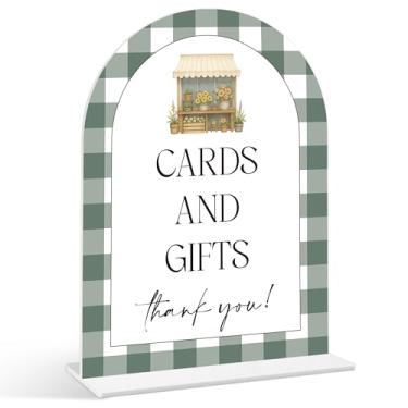 Imagem de Placa de cartões e presentes - Placas de chá de panela Fresh Off the Market, 1 pacote de placa de acrílico com suporte, centro de mesa de chá de panela para mesas, decoração de recepção de casamento