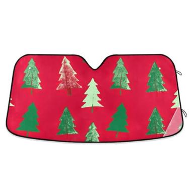 Imagem de Árvore de Natal de inverno personalizada para carro vermelho para-sol para-brisa universal dobrável caminhão automotivo para-brisas proteção contra sol L, 144,8 cm x 80 cm