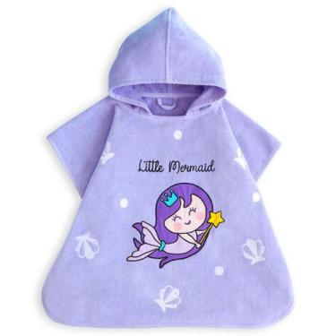Imagem de Poncho Infantil 100% Algodão Tamanho Único 22,5 x 24 in Little Mermaid