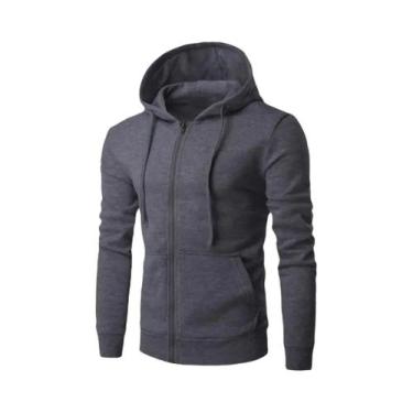 Imagem de Moletom masculino de lã com zíper solto casual com capuz para primaver